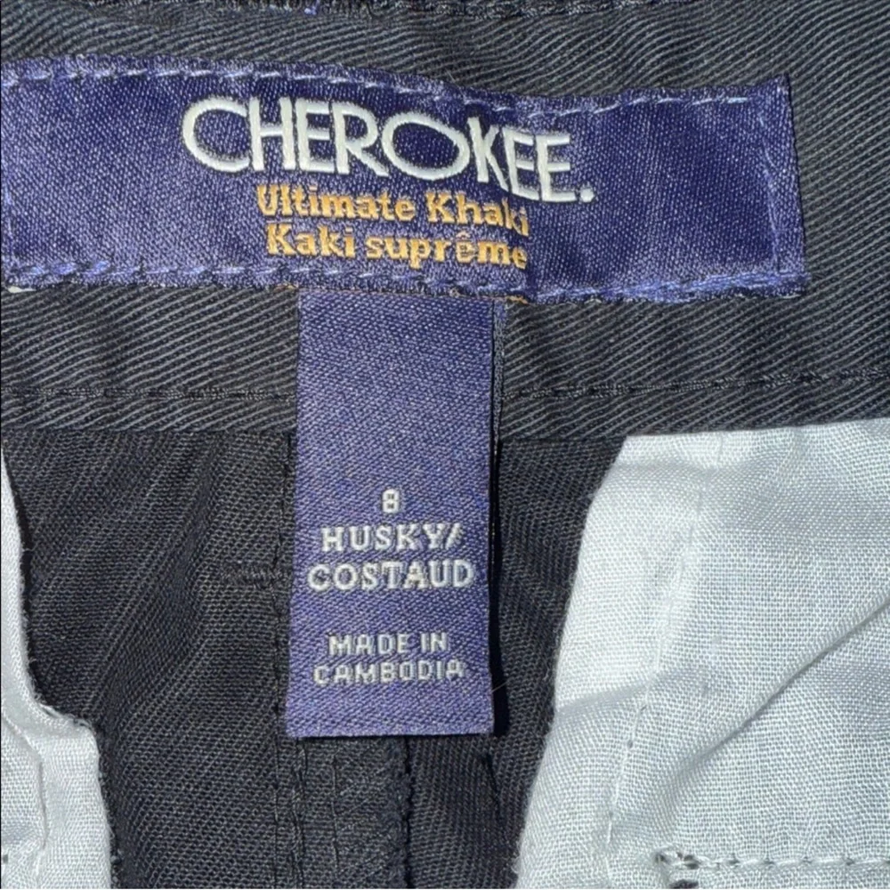 Cherokee Boys Size 8 Husky Black Ultimate Khaki Uniform Pants 100% Cotton